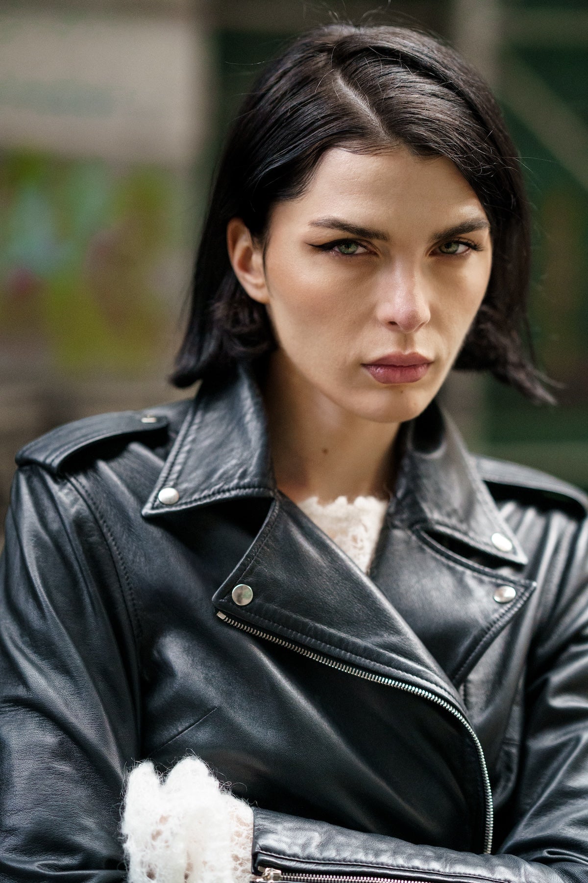 Johnny biker leather jacket in black