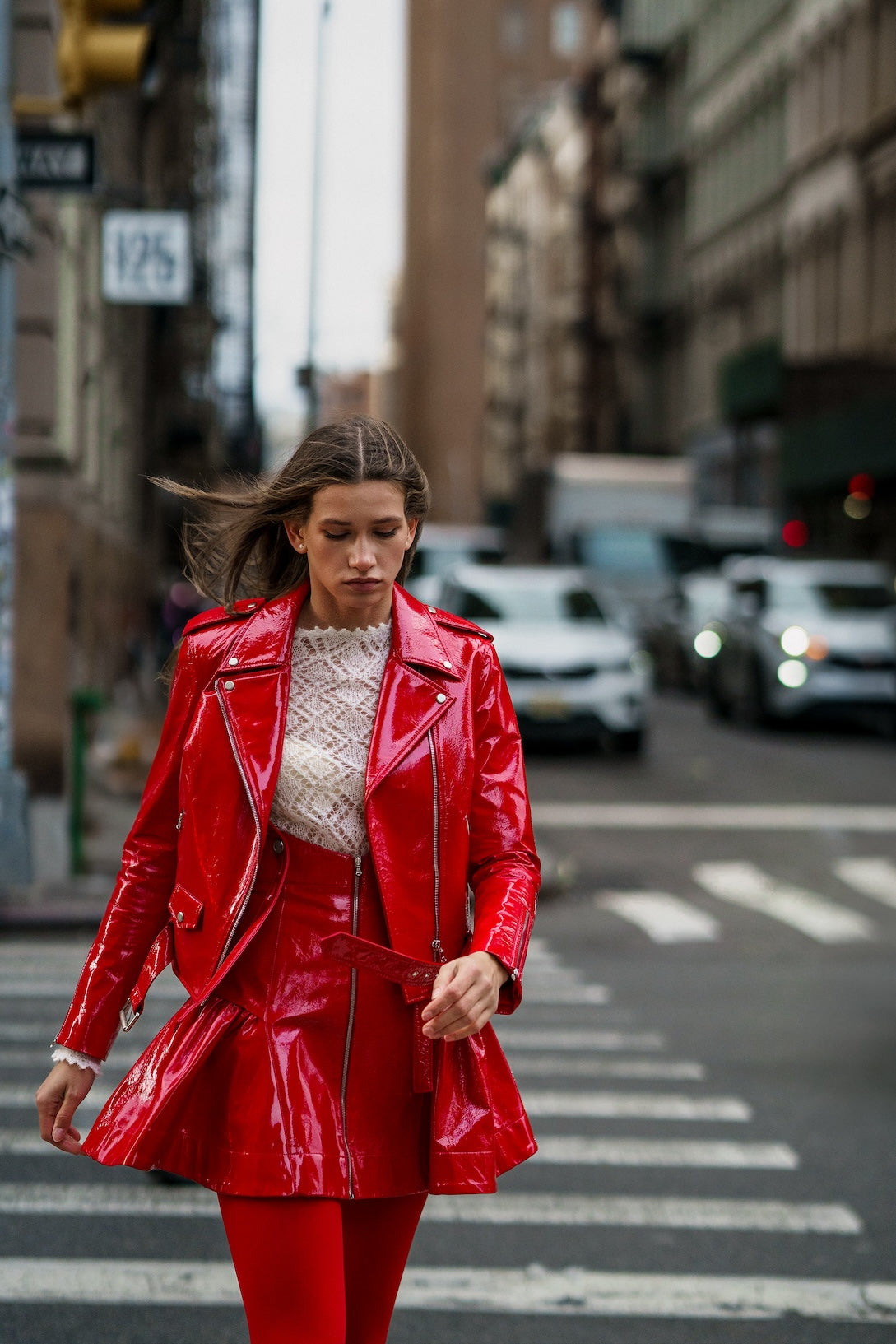 Johnny biker leather jacket in red