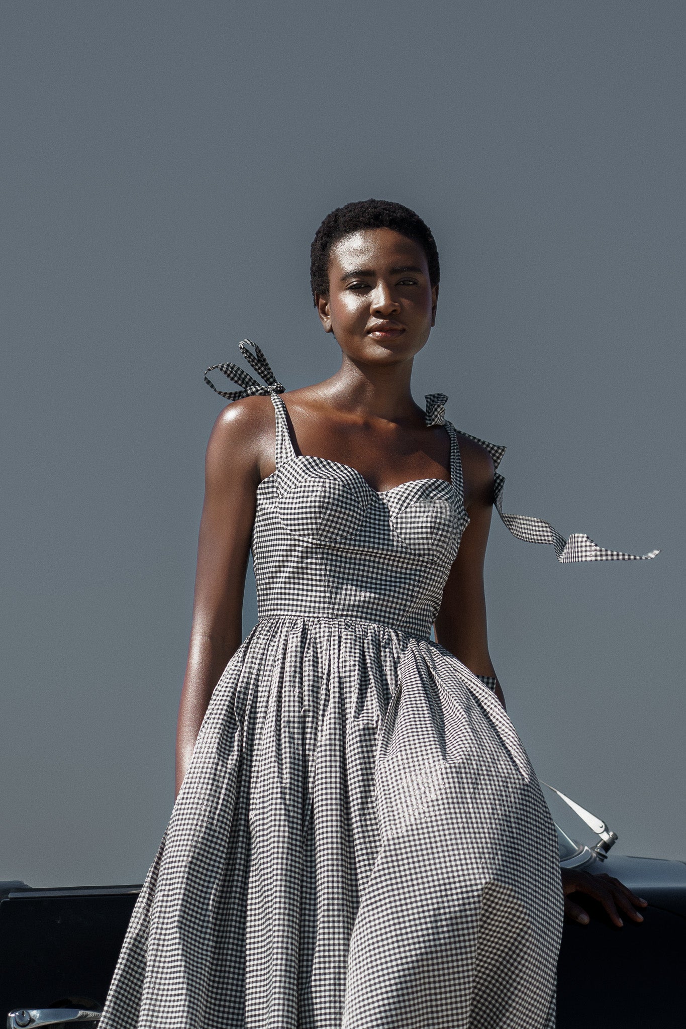 midi bustier dress Adelynne midi bustier dress in gingham 12