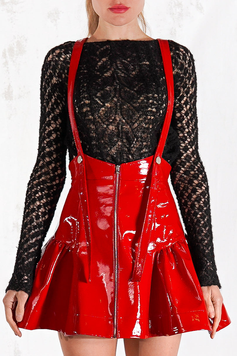 Lola leather skirt in red or black