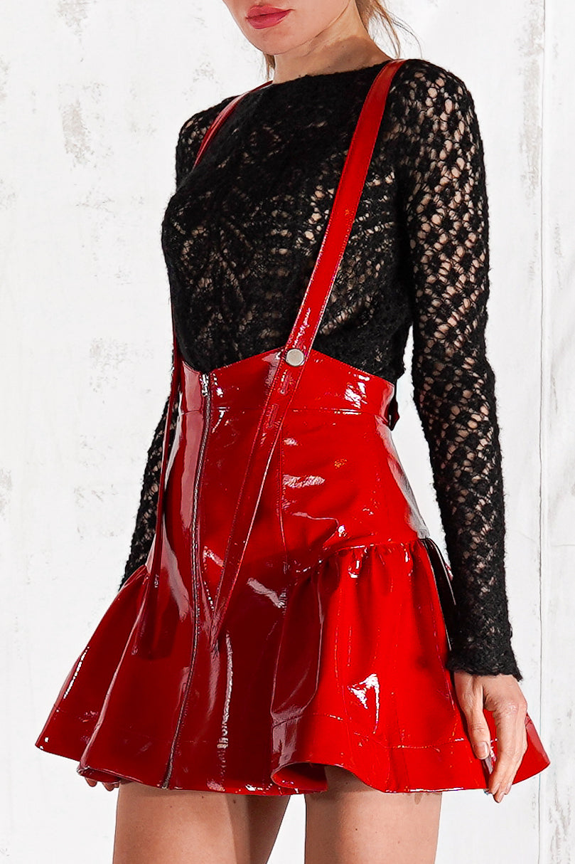 Lola leather skirt in red or black