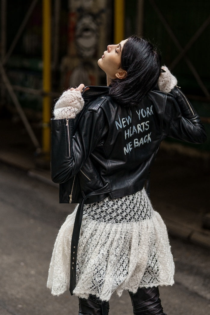 Johnny biker leather jacket in black