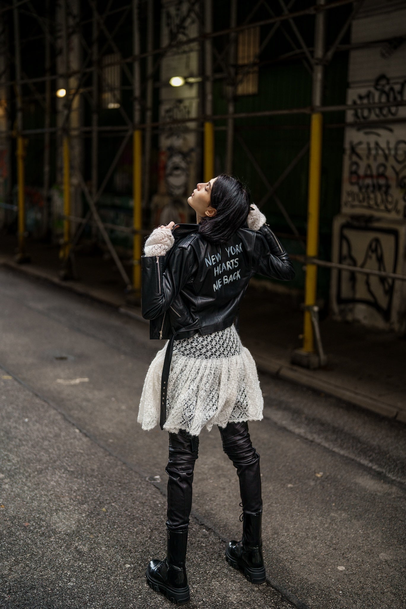 Johnny biker leather jacket in black