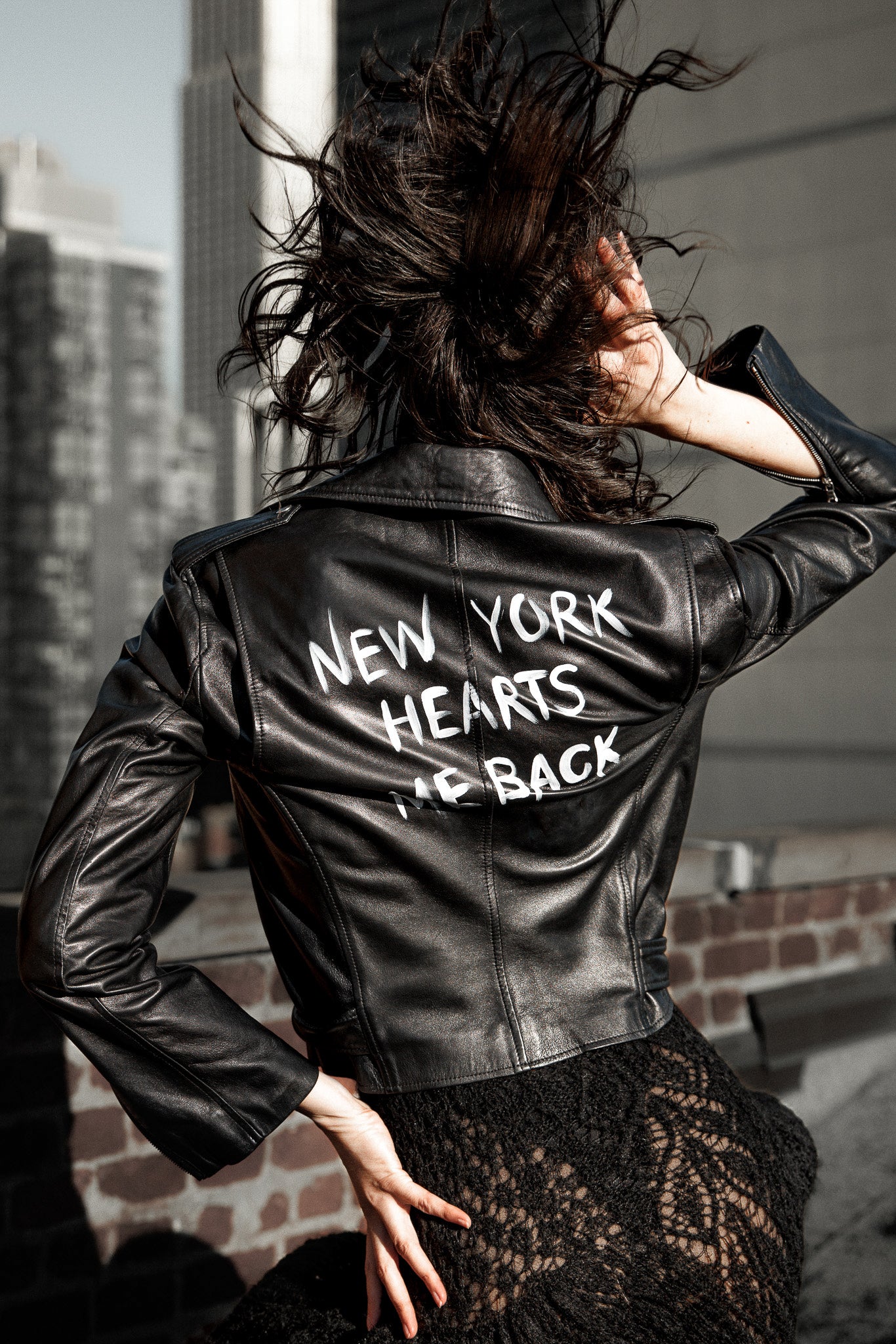 Johnny biker leather jacket in black