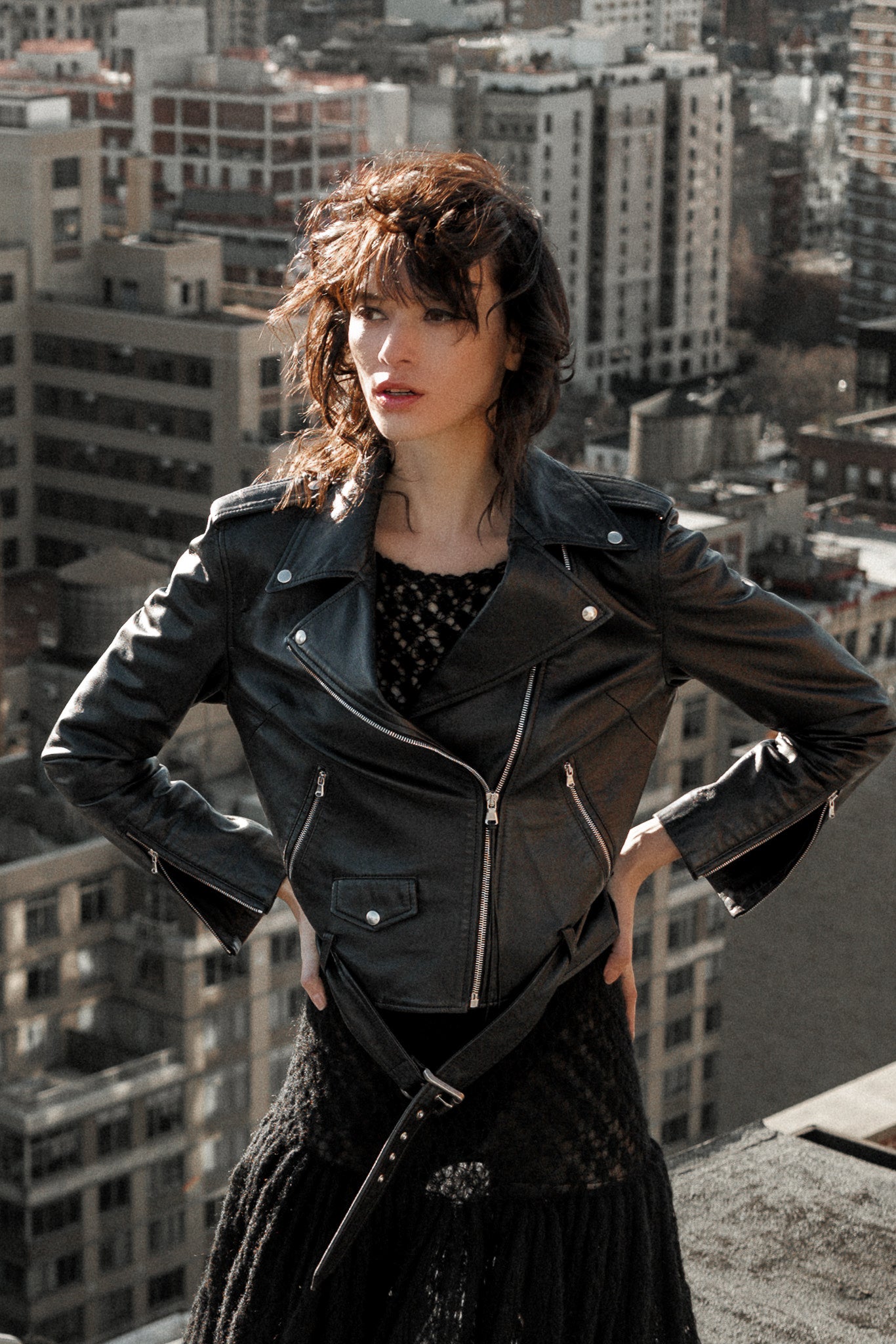 Johnny biker leather jacket in black