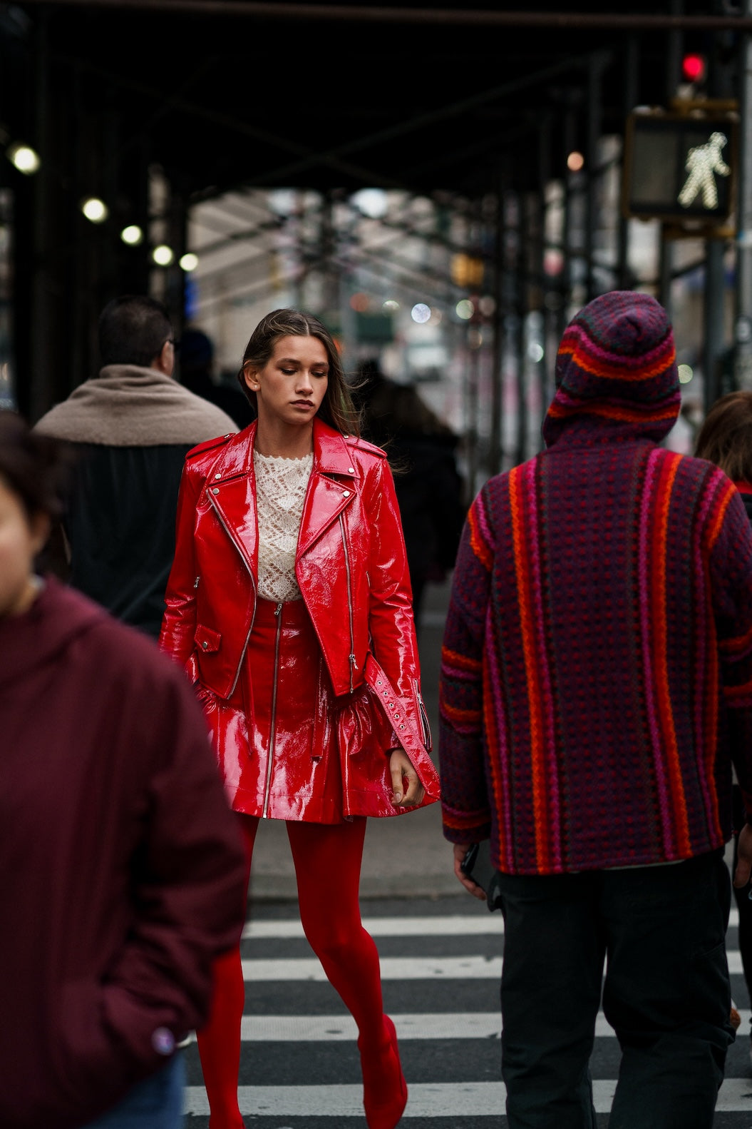 Johnny biker leather jacket in red