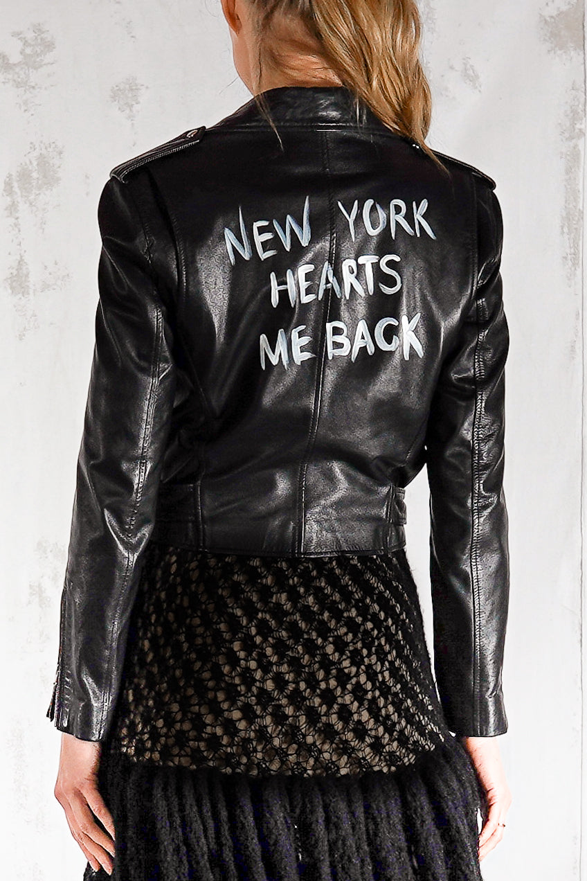 Johnny biker leather jacket in black